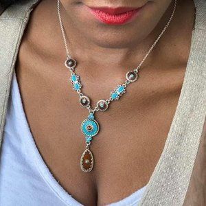 NRT silver enamel necklace